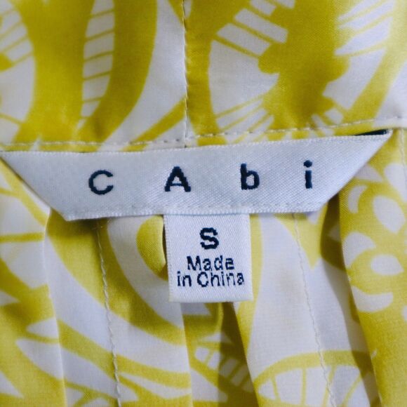 Cabi Size S 100% Silk Moonbeam Blouse Floral Yellow Tie Neck 801 - Picture 8 of 9